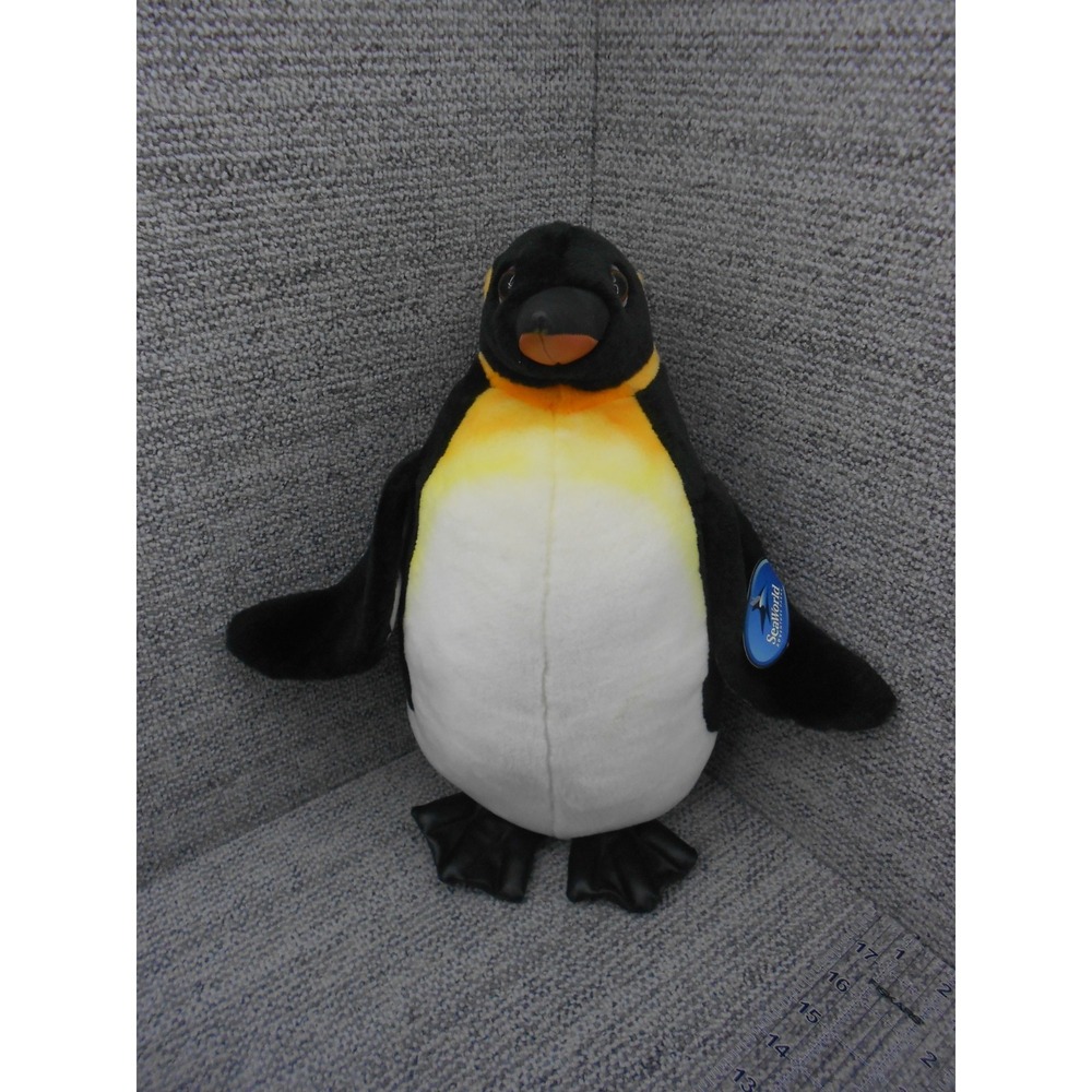 Sea World‎ 14" Emperor Penguin Plush Stuffed Animal with Tags Vinyl Bill & Feet